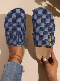 Plus Size Women's Plaid Platform Slippers