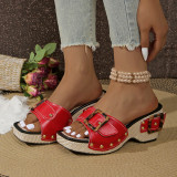 Plus Size Women's Platform Studded Sandals
