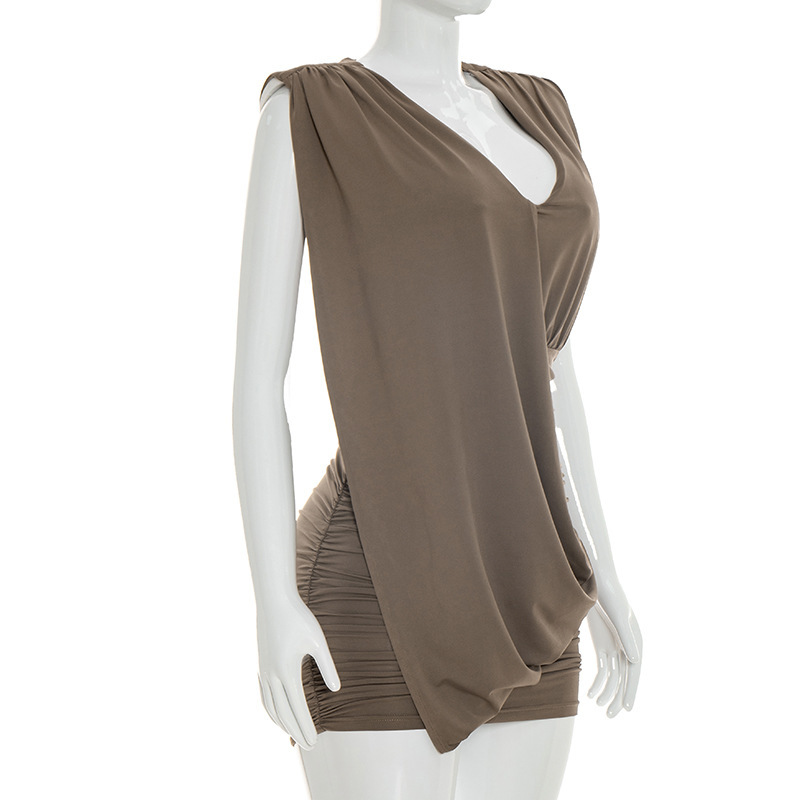 Solid Sleeveless Mini Dress for Summer Casual Outings