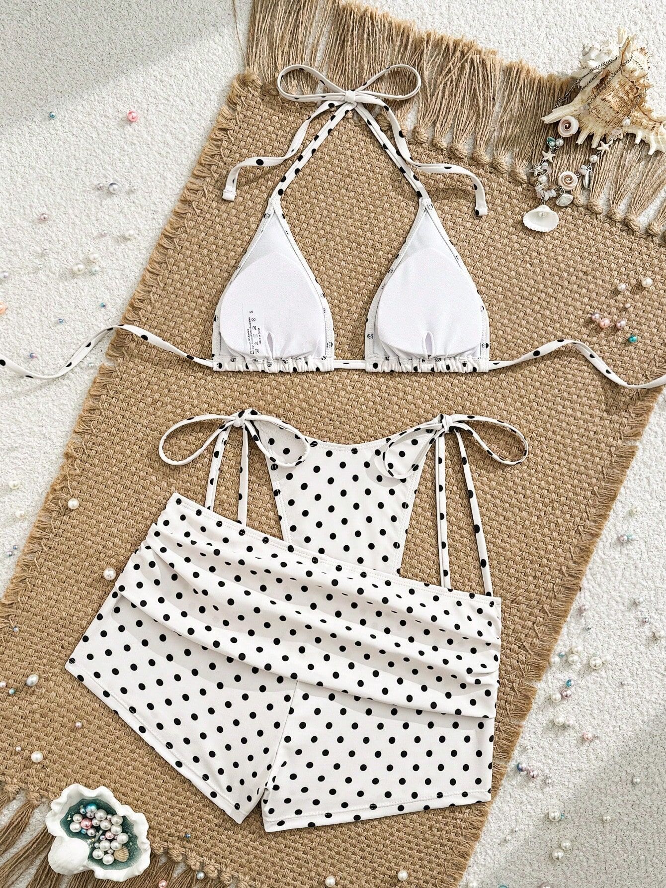 Polka Dot Three-Piece Bikini Set for Summer Holidays