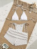 Summer Women's Polka Dot Bikini Three-Piece Set