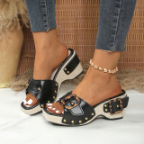 Plus Size Women's Platform Studded Sandals