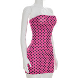Summer Women's Polka Dot Strapless Bodycon Mini Dress