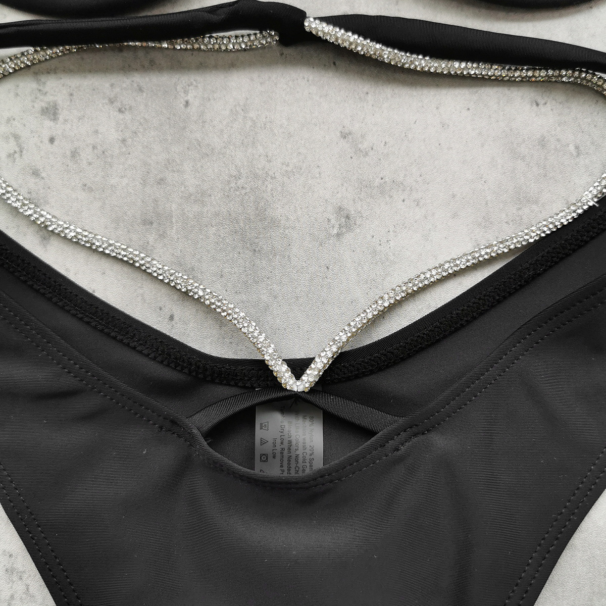 Black Chain Hollow-Out Two-Piece Bikini for Summer Swimwear