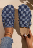 Plus Size Women's Plaid Platform Slippers
