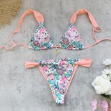 Summer Women's Lace-Up Low Waist Bikini Two-Piece Swimwear