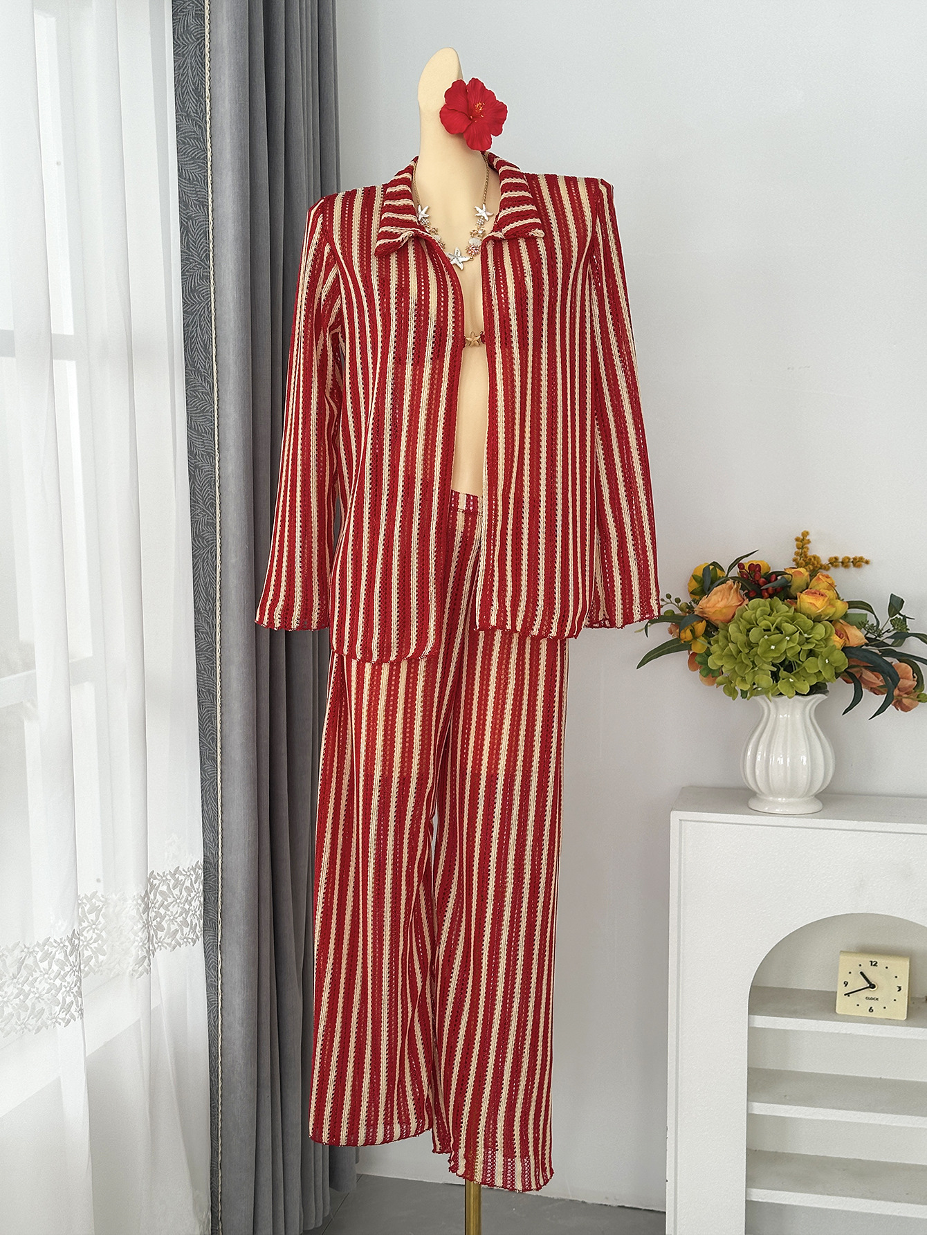 Striped Two-Piece Swimsuit Set for Beach Holidays
