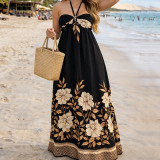 Women Spring Printed Sleeveless Holidays Casual Dress