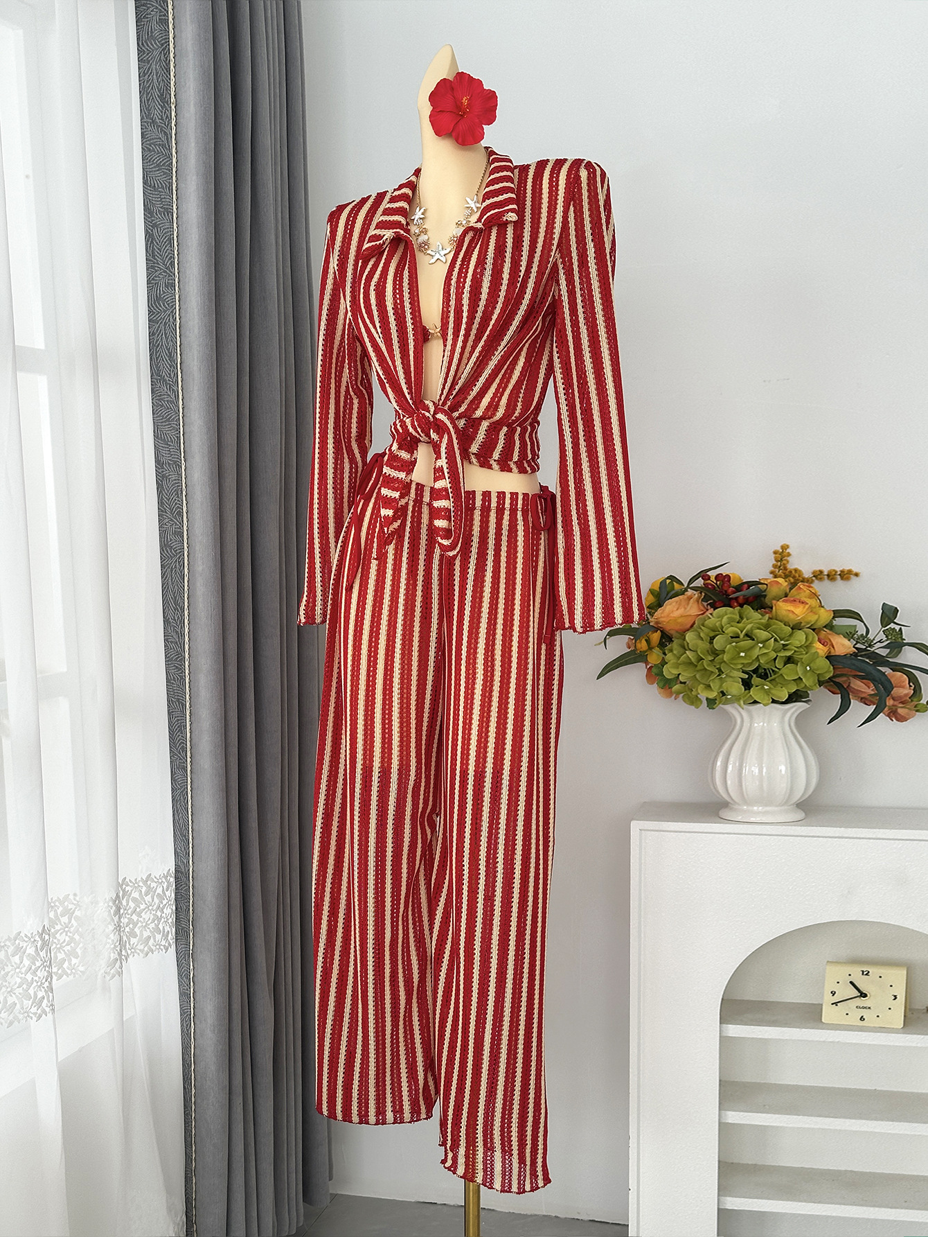 Striped Two-Piece Swimsuit Set for Beach Holidays