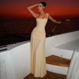 Women Spring Colorful Sexy Square Neck Ruched Dress