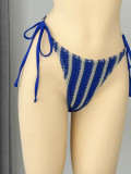 Women Striped Beach Holidays Swimwear Set