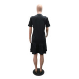 Women Round Neck Beaded Short Sleeve Dress