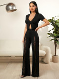 Women Sexy Lace Cut-Out Bell Bottom Pants