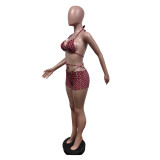 Women Bikini Sexy Polka Dot Beachwear Swimwear Three-Piece Set