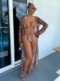 Women Printed Snake Pattern Holidays Maxi Dress Sexy Beach Skirt