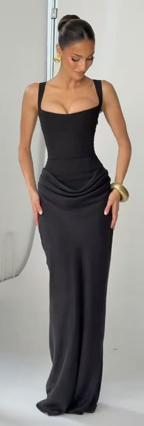 Square Neck Camisole Maxi Dress for Evening Events