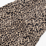 Women Spring Summer Leopard Printed Sexy Halter Neck Backless Tie Romper