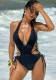 Women Sexy Leopard Belted Cut-Out One-Piece Swimwear