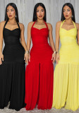 Women Elegant Solid Color Split Bodycon Dress