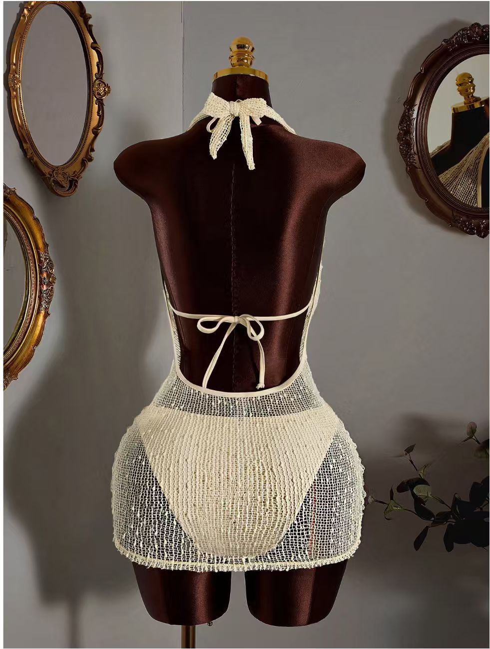 Swing Collar Three-Piece Swimsuit Set for Summer Beachwear