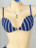 Women Striped Beach Holidays Swimwear Set