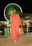 Women Casual Long Sleeve Zipper Top and Wide-Leg Pants Two-Piece Set