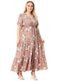Plus Size Women Summer Bohemian Printed Beach Dress