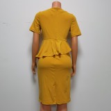 Women African V-Neck Short Sleeve Casual Dress