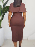 Plus Size Women V-Neck Cape Dress