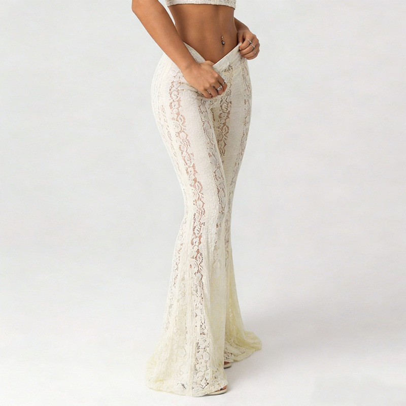 Lace Bell Bottom Pants for Spring Evening Wear