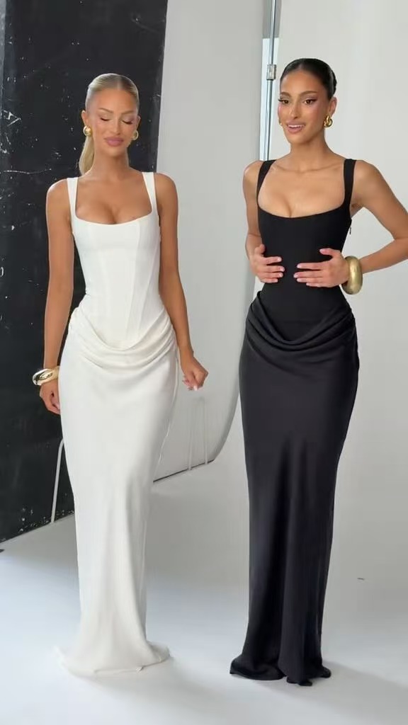 Square Neck Camisole Maxi Dress for Evening Events