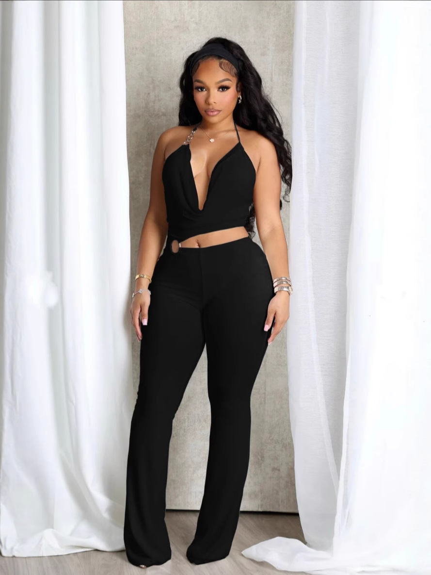 Halter Neck Cut-Out Camisole Jumpsuit for Summer