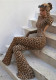 Women Spring and Summer Leopard Printed Long Sleeve Backless Jumpsuit