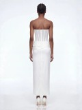 Women Strapless White Sexy Maxi Dress