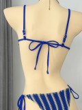 Women Striped Beach Holidays Swimwear Set