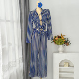 Women Striped Beach Holidays Swimwear Set
