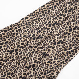 Women Spring Summer Leopard Printed Sexy Halter Neck Backless Tie Romper