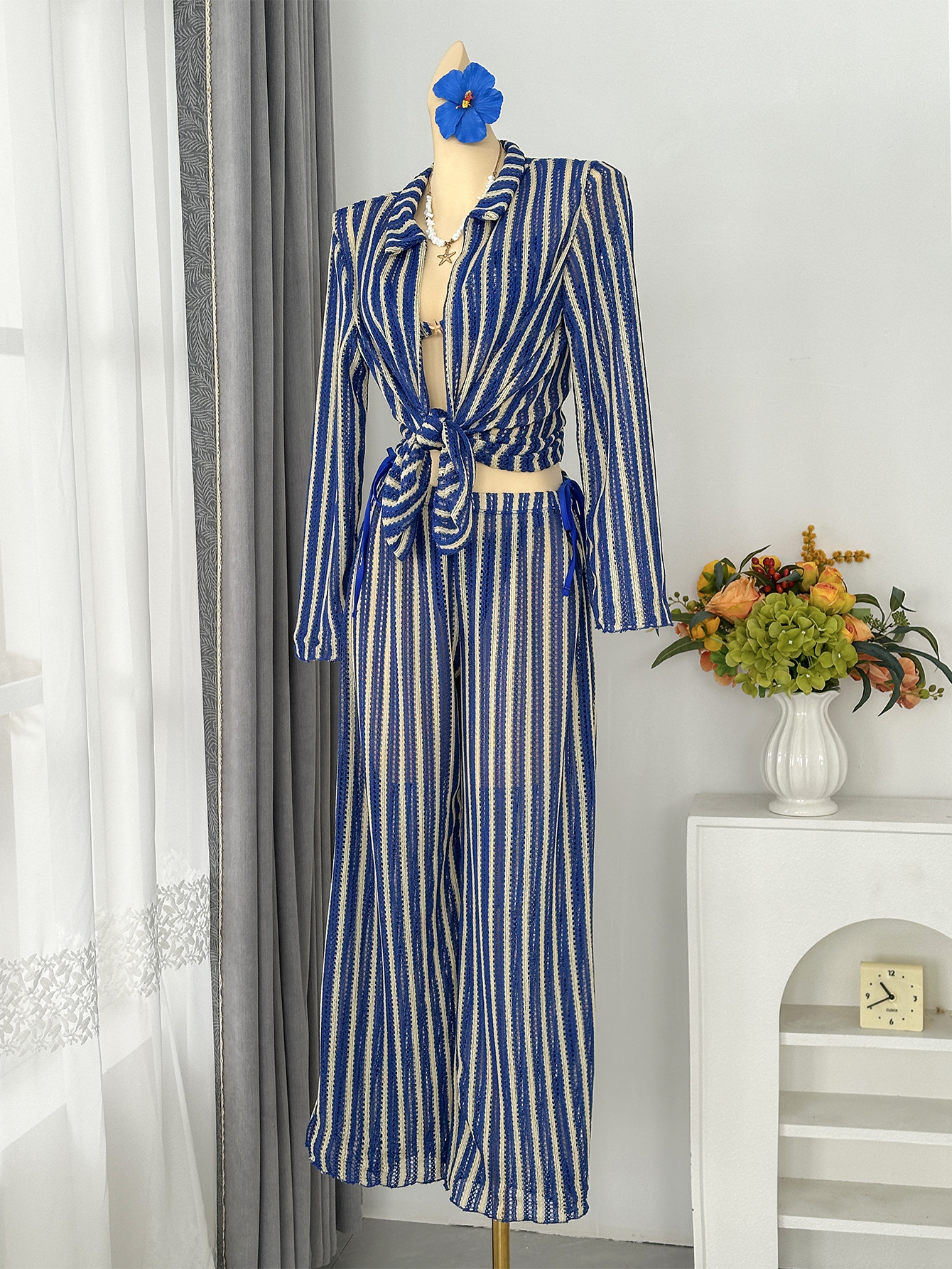 Striped Two-Piece Swimsuit Set for Beach Holidays