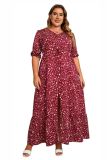 Plus Size Women Summer Bohemian Printed Beach Dress