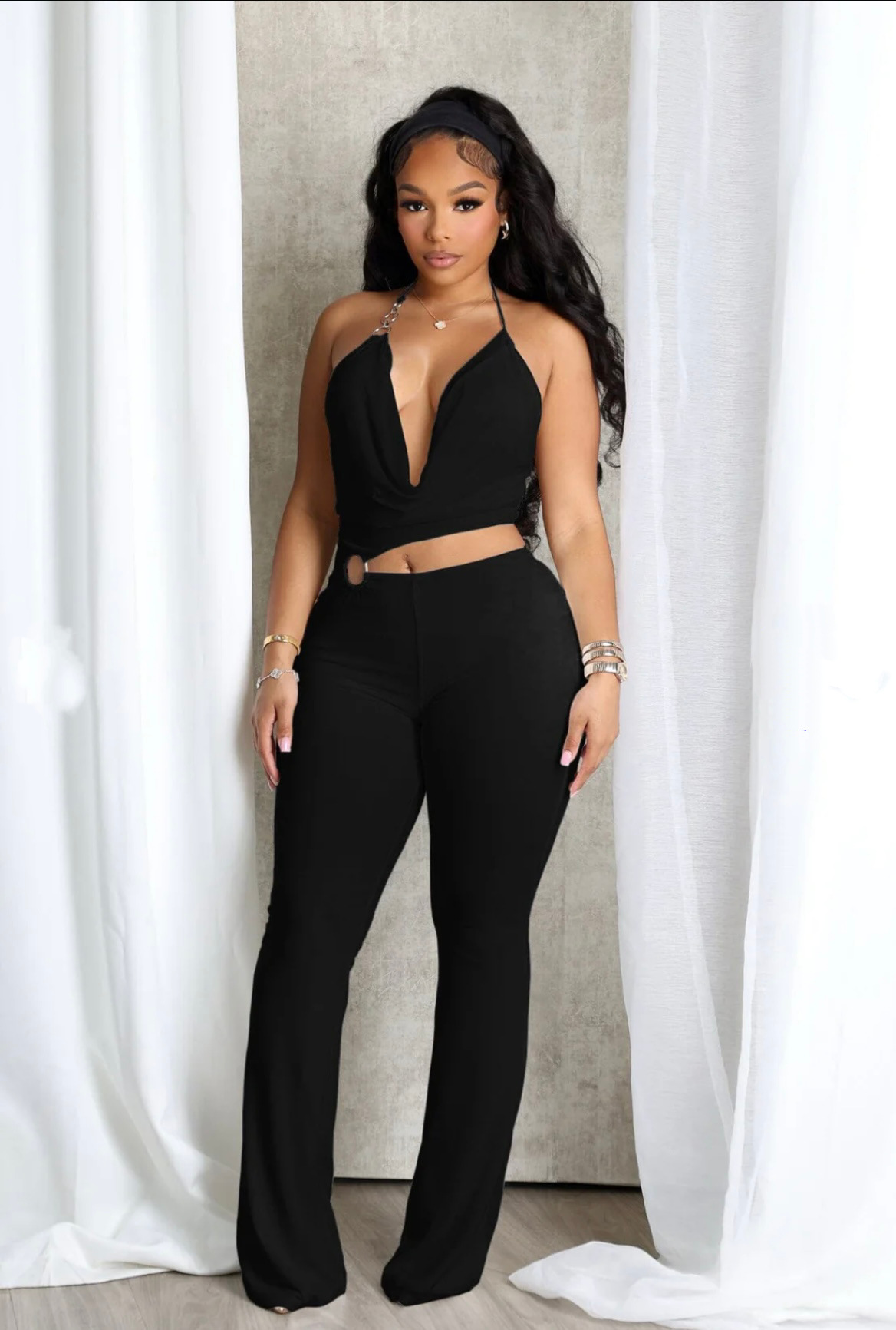 Halter Neck Cut-Out Camisole Jumpsuit for Summer