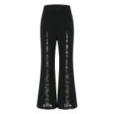 Women Sexy Lace Cut-Out Bell Bottom Pants
