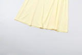 Women Spring Colorful Sexy Square Neck Ruched Dress