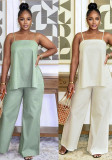 Women Elegant Casual Camisole Top and Split Pant Two-Piece Set