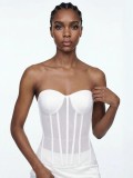 Women Strapless White Sexy Maxi Dress