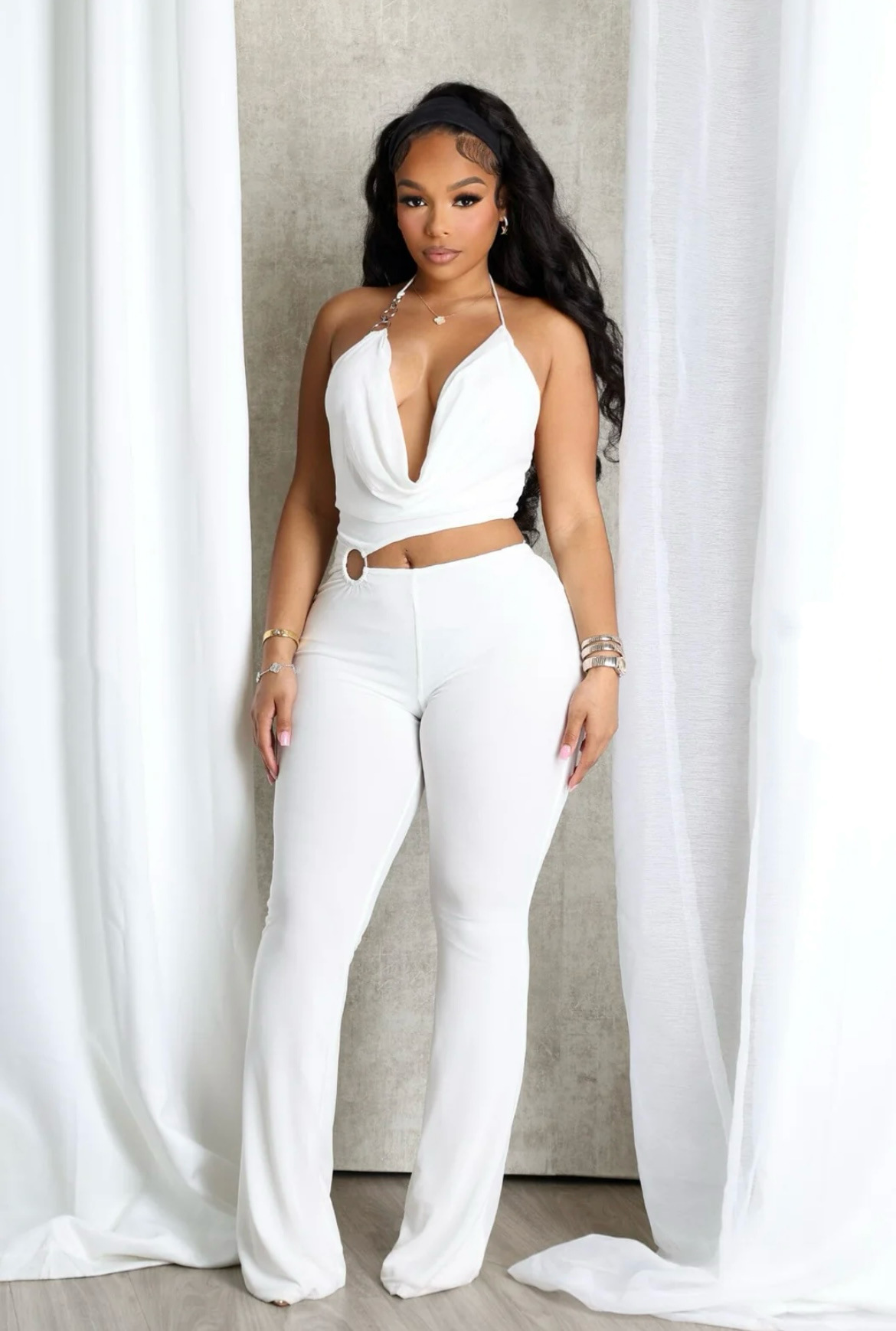 Halter Neck Cut-Out Camisole Jumpsuit for Summer