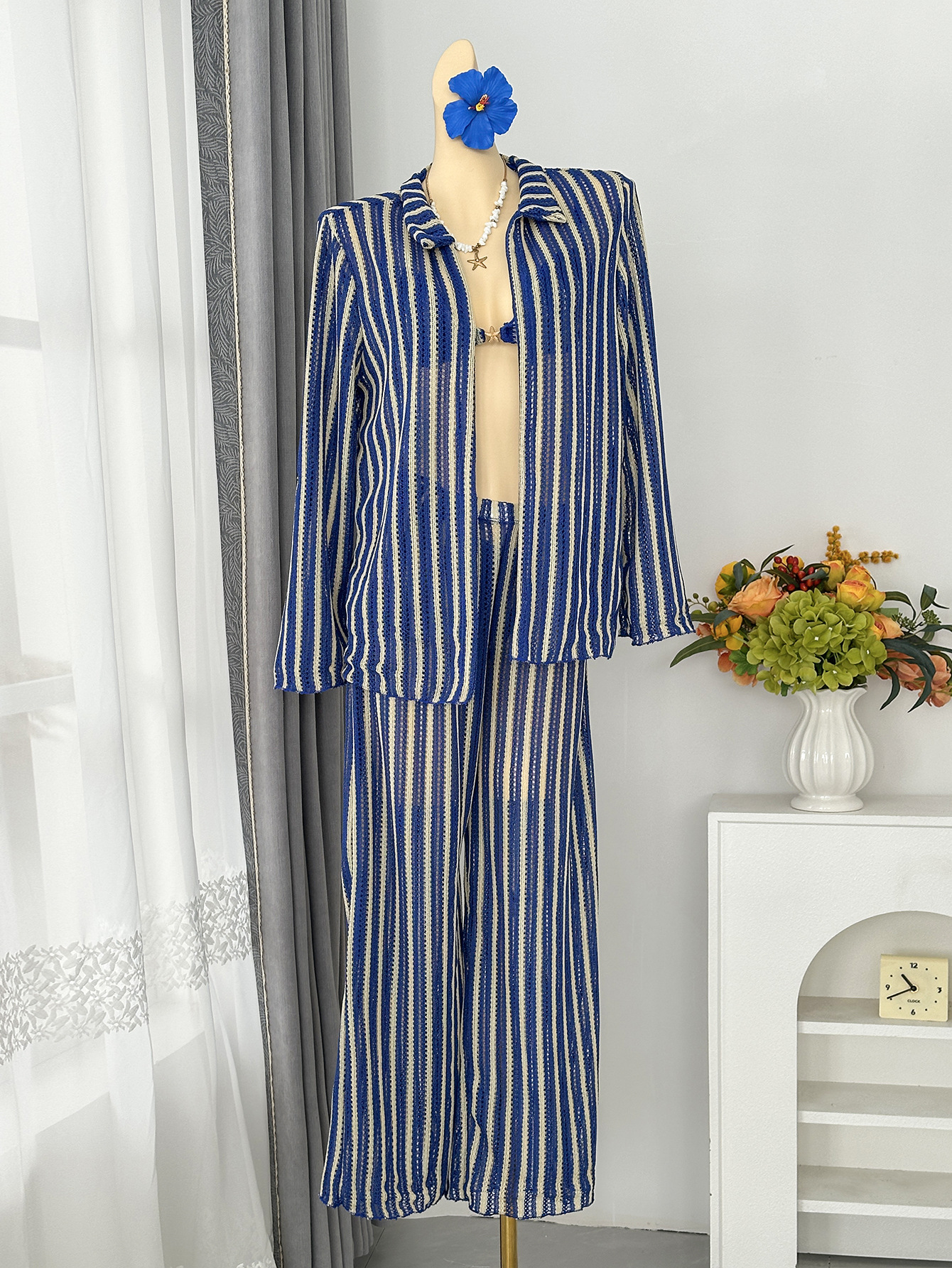 Striped Two-Piece Swimsuit Set for Beach Holidays