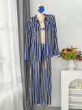 Women Striped Beach Holidays Swimwear Set