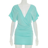 Women Spring Summer Sexy V-Neck Bodycon Dress