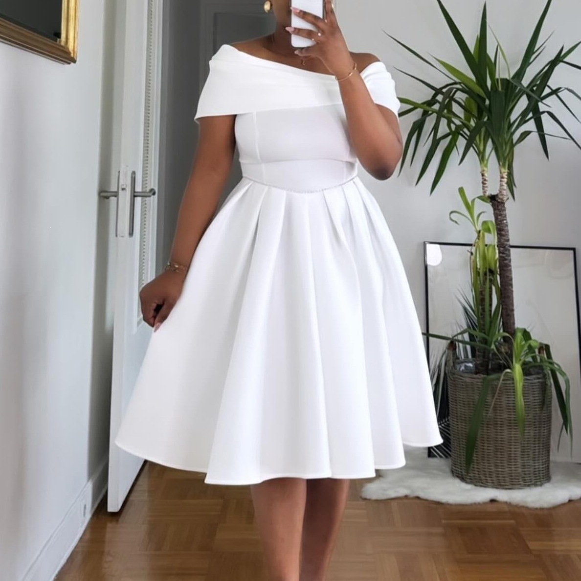 Off-Shoulder African Dress for Summer Casual Outings