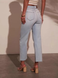 Women Casual Lace-Up Washed Denim Pants